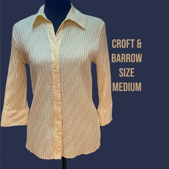 CROFT & BARROW YELLOW BUTTON UP BLOUSE WORN ONCE SIZE MEDIUM - Picture 1 of 3